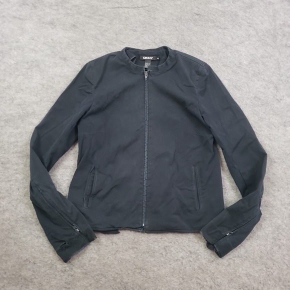 DKNY Jacket Women Medium Size 10 Black Outdoor Casual Zip Up Pockets Coat Ladies - Picture 1 of 7